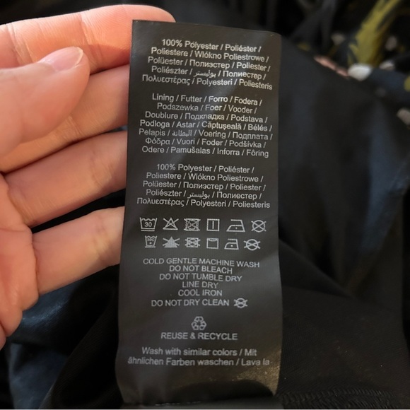 Vero Moda Black Pink Floral Sheer Long Sleeve V Neck Dress Size Medium - Picture 13 of 14